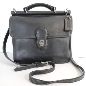 Vtg 90s Coach Willis 9927 Black Leather Crossbody Top Handle Satchel Handbag Bag